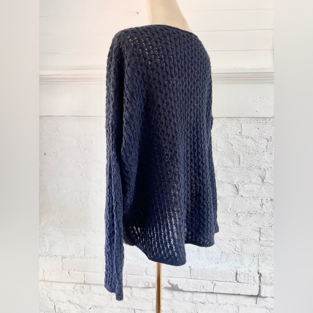 Vince Mini Cable Bateau Navy Blue Merino Alpaca Camel Blend - Picture 9 of 12
